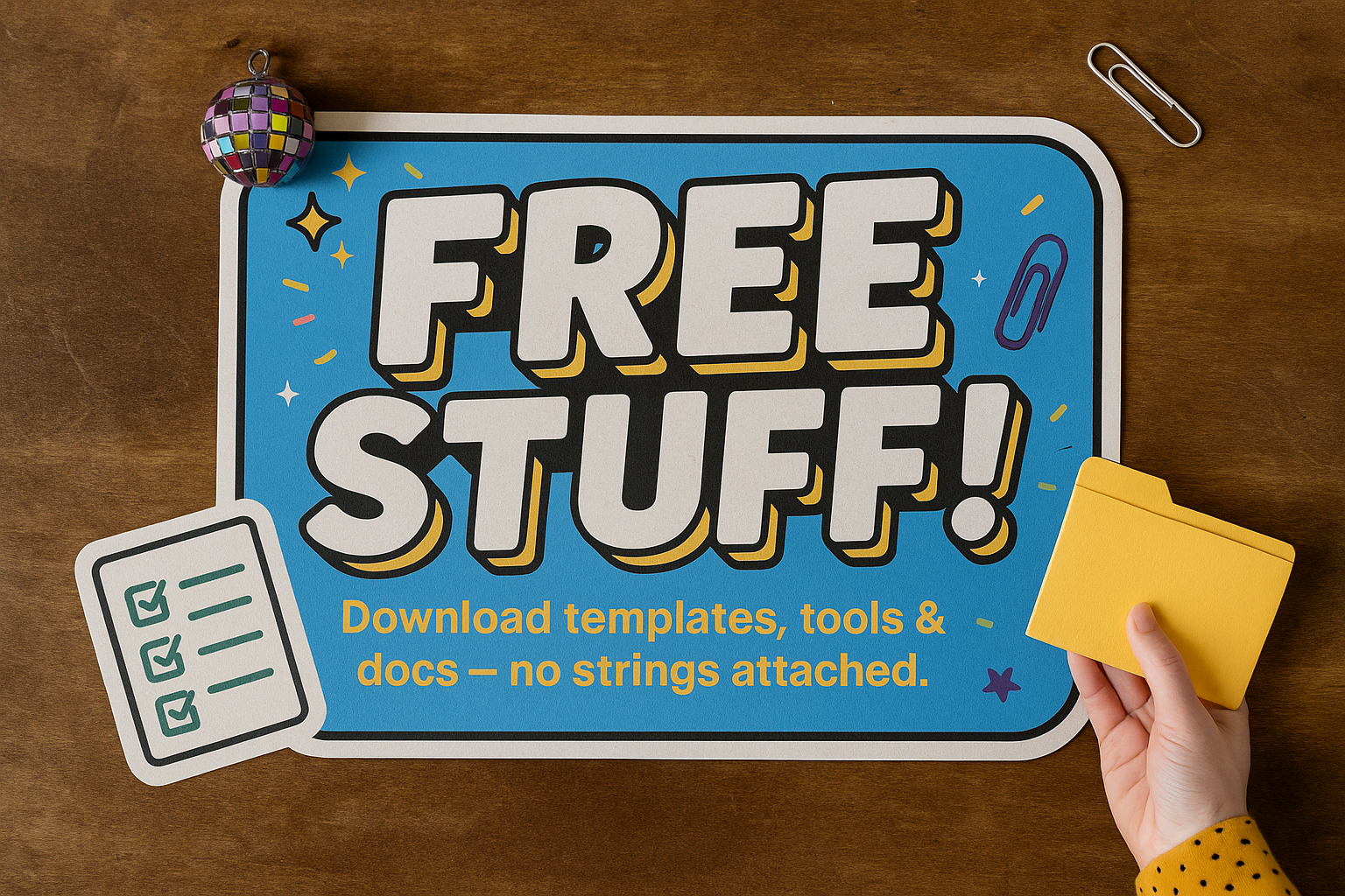 Free stuff promo image. Download our templates absolutely free.
